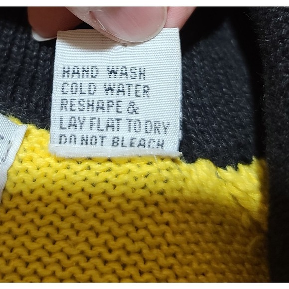 Storybook Knits Womans L - Black and Yellow Floral Paisly Knit Cardigan Sweater - Picture 3 of 4